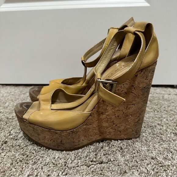 Jimmy Choo Pela Patent Cork Wedges in Nude/Tan Size EU 37 - Picture 2 of 11
